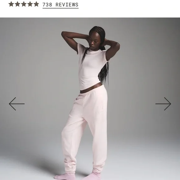 SKIMS NWT Cotton Fleece Classic Jogger - Barely Pink - Picture 2 of 7